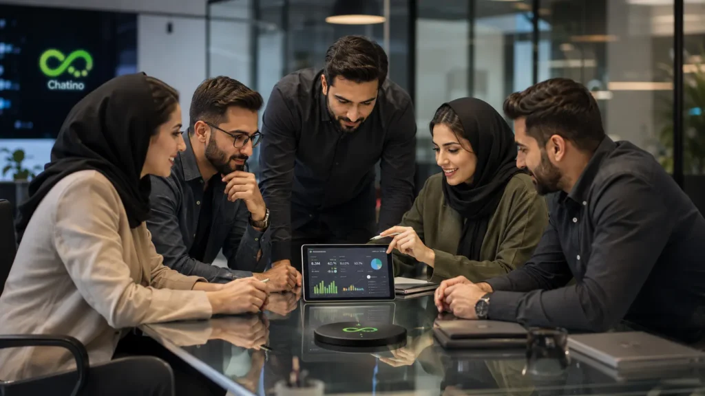 جلسه تیم بازاریابی دیجیتال برای تحلیل دادهها و دیجیتال مارکتینگ پیشبینیکننده