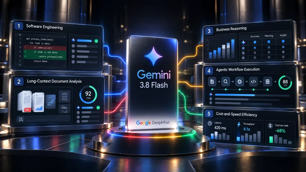 مقایسه Gemini 3.8 Flash با مدل‌های برتر هوش مصنوعی 2026 در یک تصویر تحلیلی