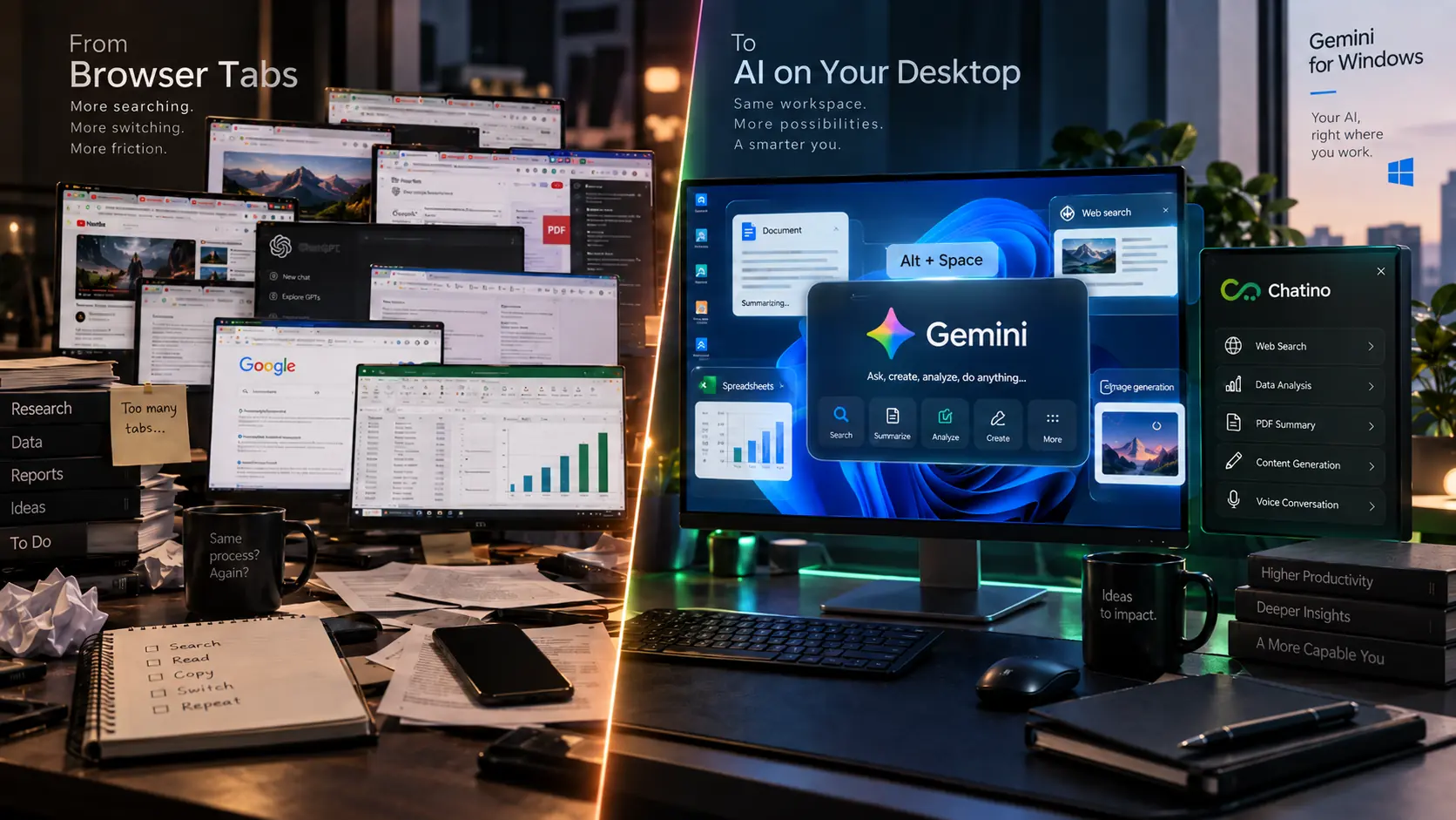 تفاوت تجربه Gemini در مرورگر با اپ Gemini برای Windows و دسترسی مستقیم به AI